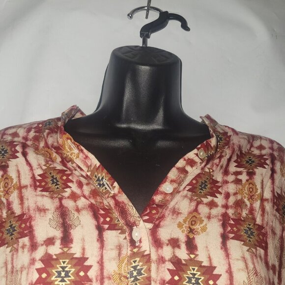 ICEBERG FEMME Boho Tunic Top Aztec Print designer Button Up‎ Shirt plus size 4X - Picture 3 of 6